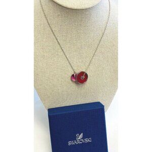 Swarovski Necklace Crystal pink Noon Disc Circle pendant Silver 15” No Box